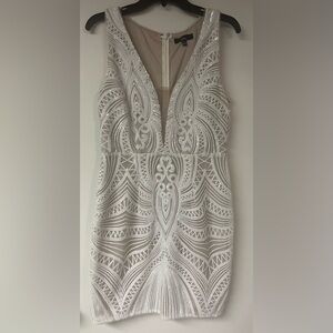 White sequin bodycon mini dress